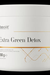 OstroVit Extra Green Detox supplement jar, 200 g, designed for healthy lifestyle and daily nutrition.